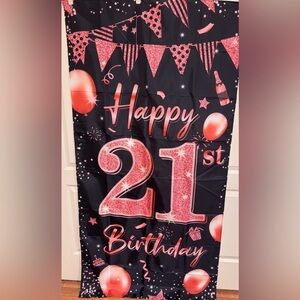 Pink and Black 21st Birthday Banner​​​